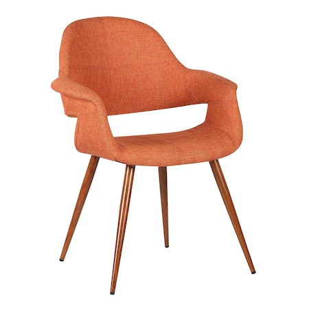 Armen Living Phoebe Mid-Century Dining Chair in Walnut Finish and Orange Fabric LCPHSIWAOR